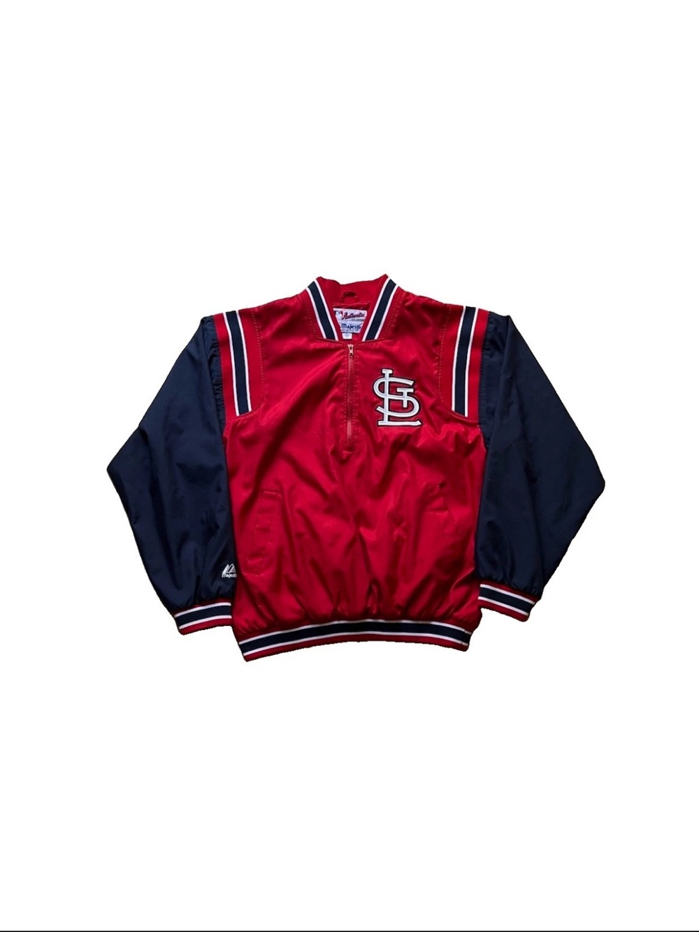VTG Majestic St. Louis Cardinals 1/4 Zip Pullover Windbreaker Warm Up Size Large